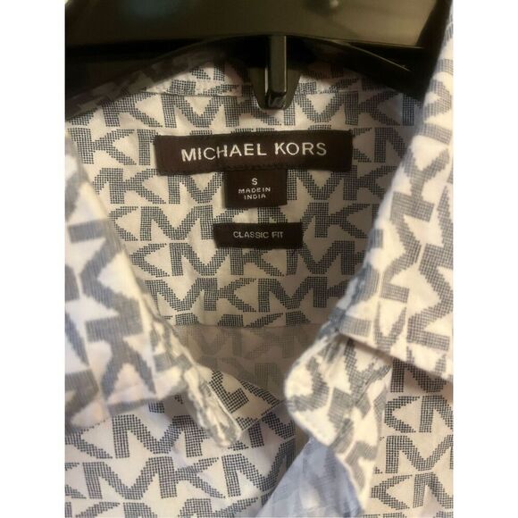 Michael Kors Short Sleeve Men’s Shirt Classic Fit Signature Spellout MK size sma - Picture 2 of 4